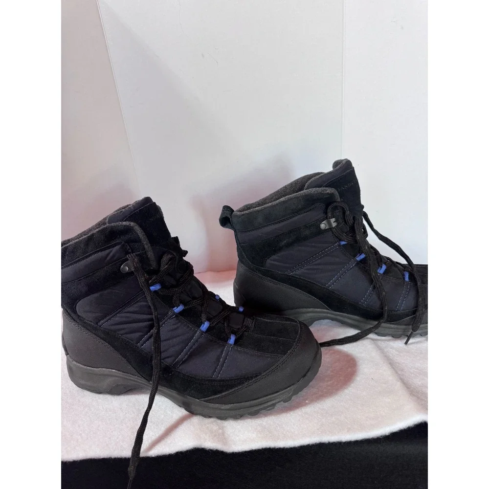 Lands End Mens Squall Snow Boots Black Blue Insulated Winter Hiking 9.5 B 34688